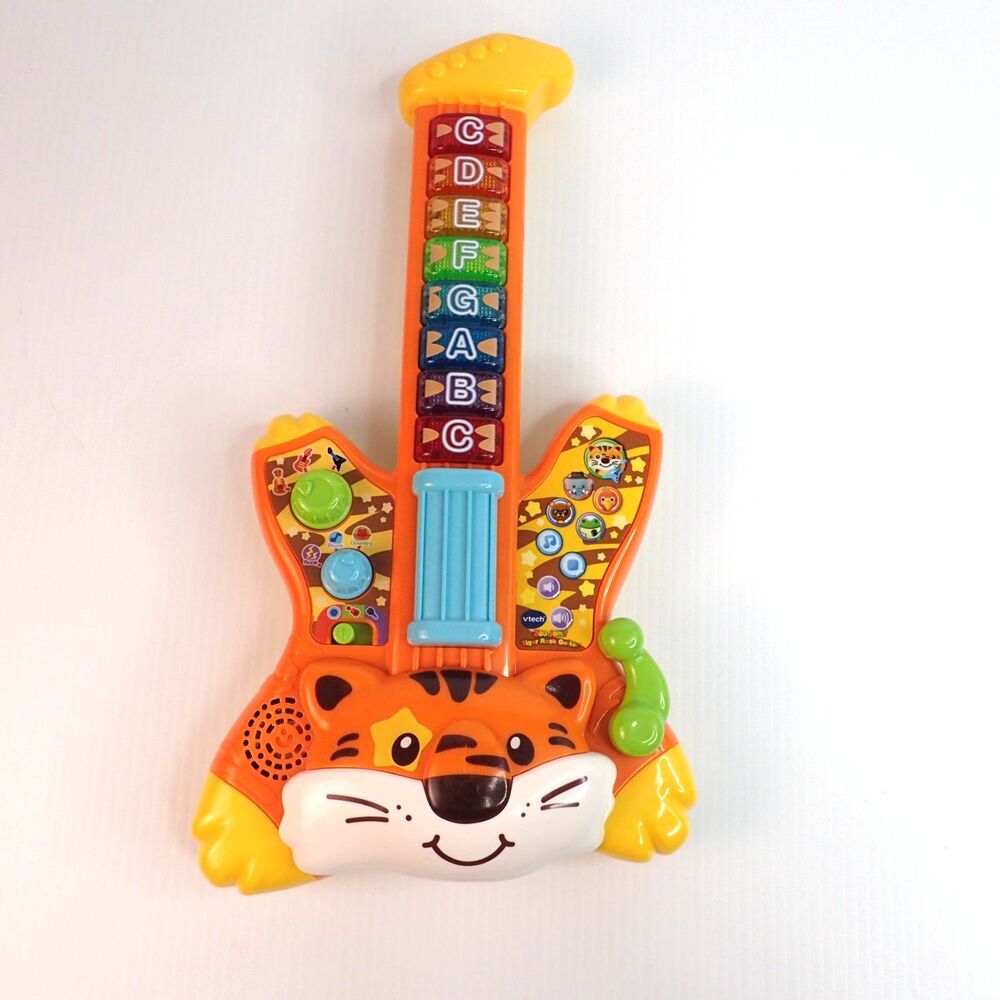 Vtech ZOO JAMZ ROCK GUITAR Orange Tiger Lights Music Sound Effects Animals